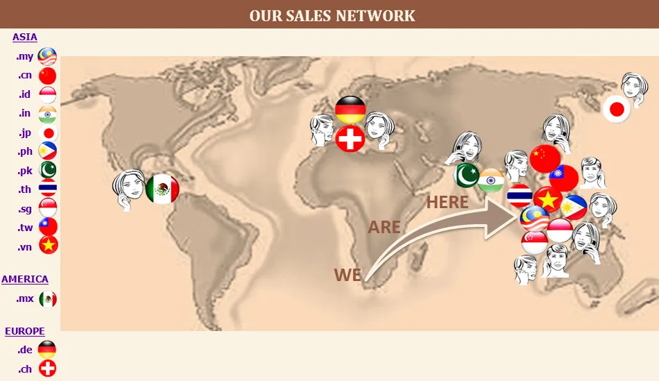 Asia Pacific and Europe sales network map